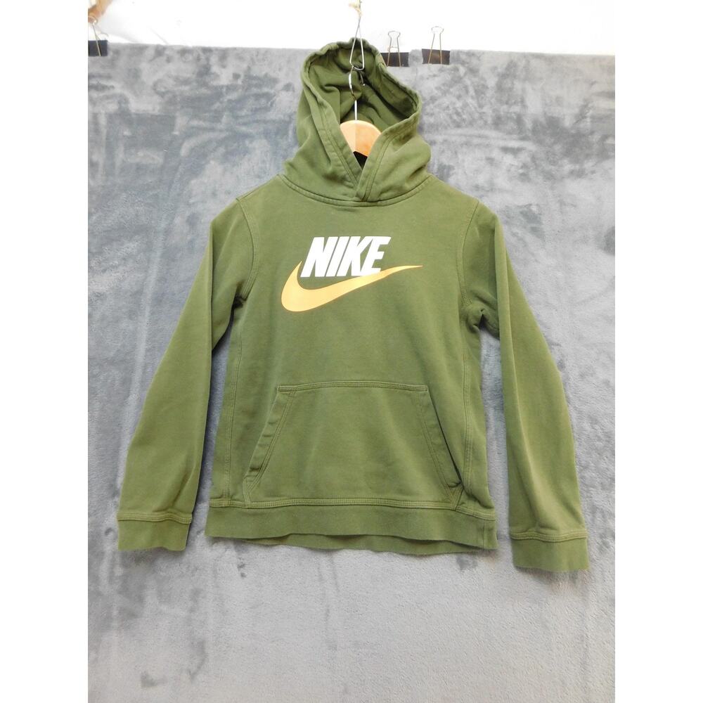 Nike Hoodie Youth Large Green Club Fleece Pullover Kangaroo Pocket Big Logo